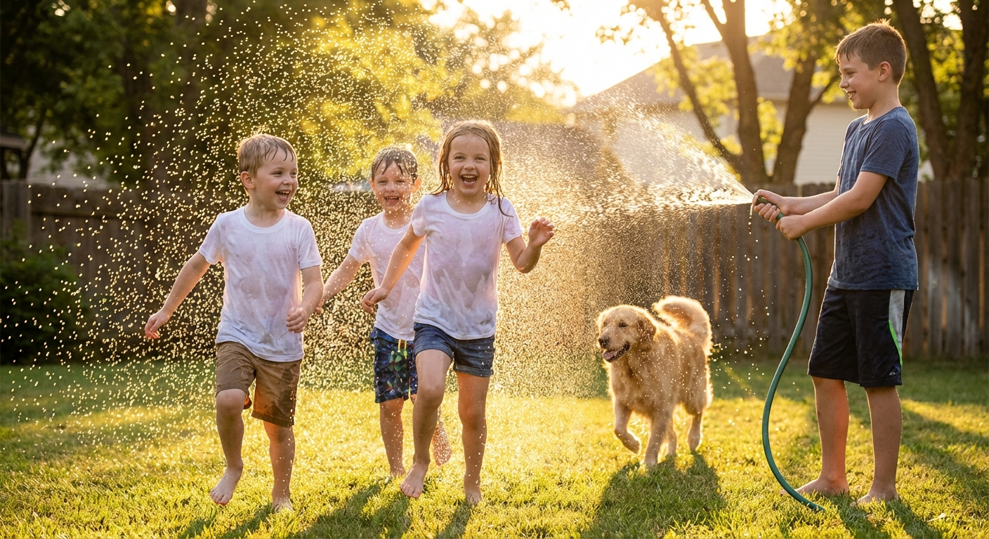 Kids playing in the garden